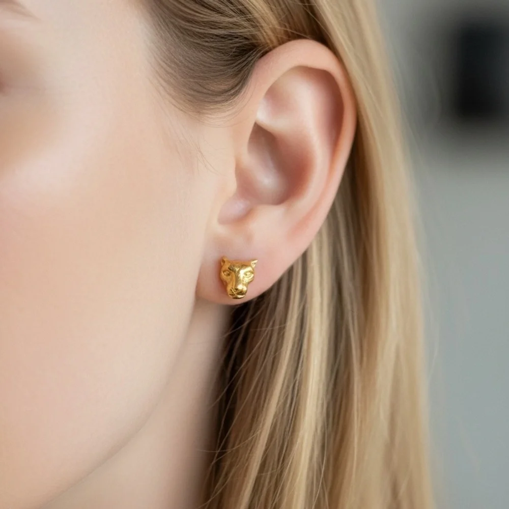 Gold Panther Stud Earrings - Women Jewelry Earrings
